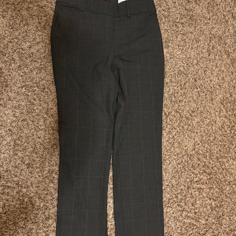 Ann Taylor Factory The Straight Dress Pants 0 Gray Windowpane Plaid NWOT NEW